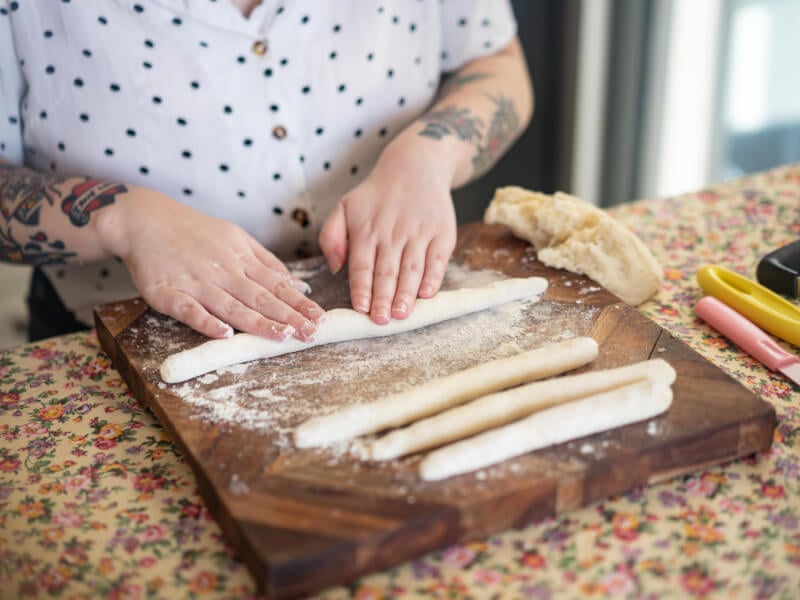 Woman making pasta